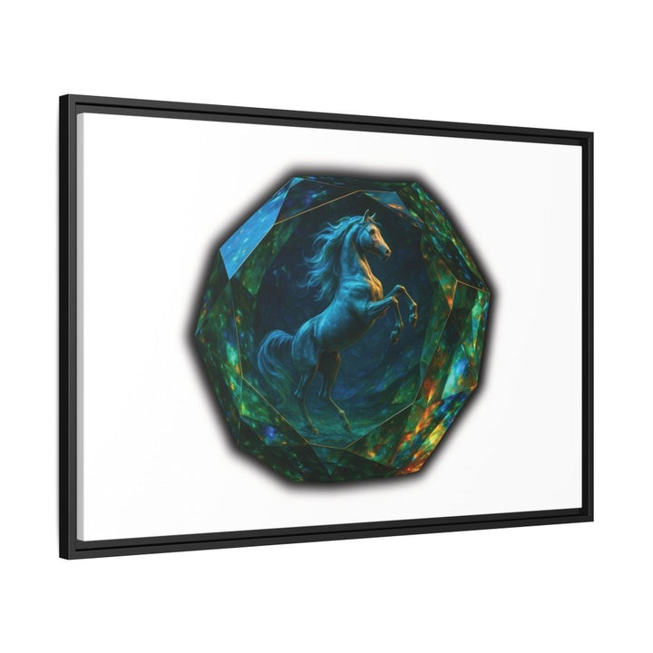 Framed Arabian Horse Art Print – Gemstone Crystal Fantasy Wall Decor - Roche Sauvage