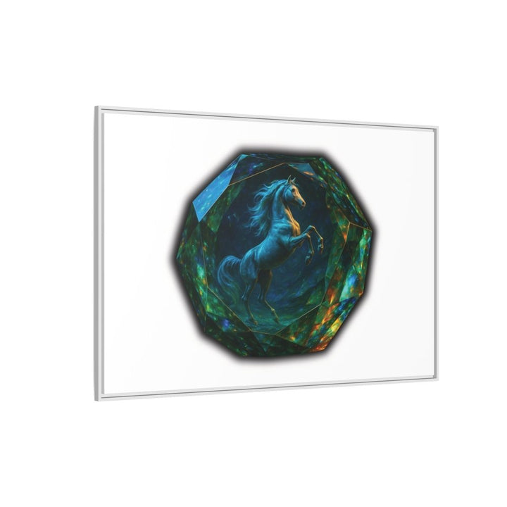 Framed Arabian Horse Art Print – Gemstone Crystal Fantasy Wall Decor - Roche Sauvage