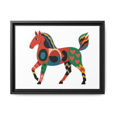 Framed Canvas Horse Art in Vibrant Colors | Luxury Wall Decor - Roche Sauvage