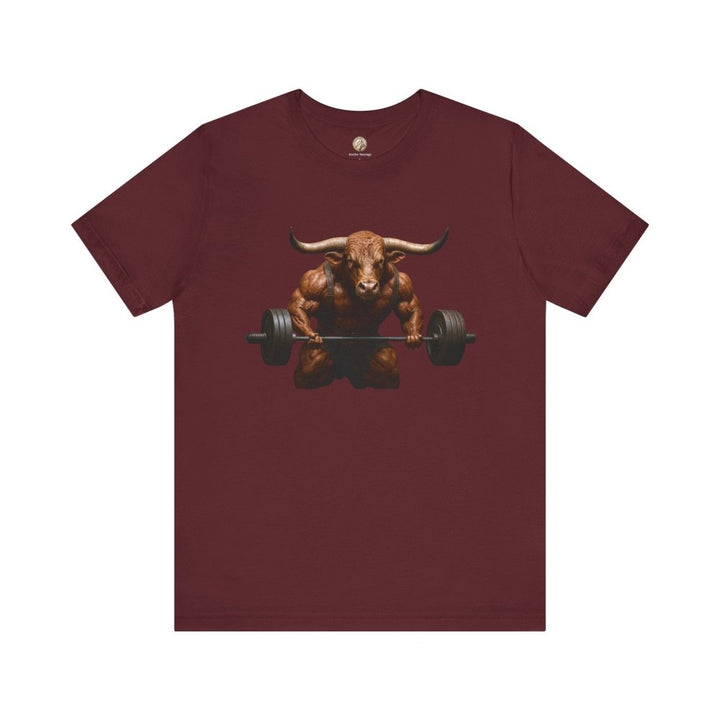 Iron Horns – Unisex T-Shirt with Muscular Bull Graphic - Roche Sauvage