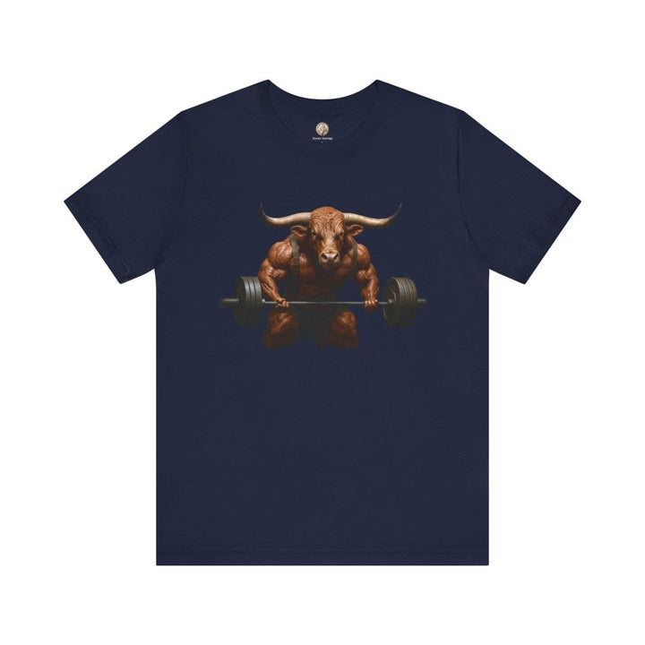 Iron Horns – Unisex T-Shirt with Muscular Bull Graphic - Roche Sauvage