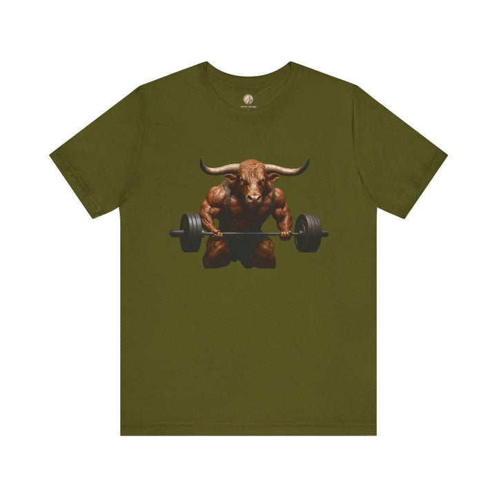 Iron Horns – Unisex T-Shirt with Muscular Bull Graphic - Roche Sauvage