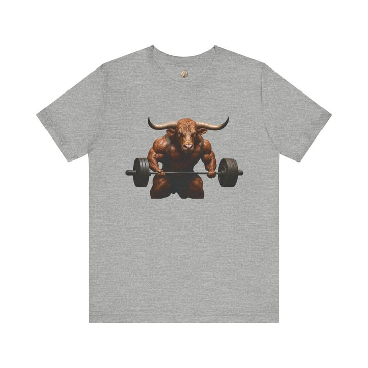 Iron Horns – Unisex T-Shirt with Muscular Bull Graphic - Roche Sauvage