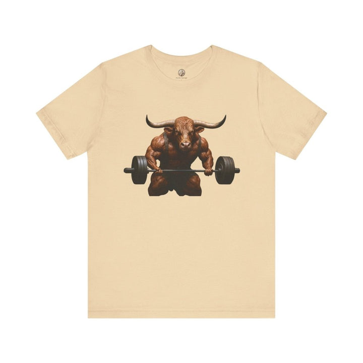 Iron Horns – Unisex T-Shirt with Muscular Bull Graphic - Roche Sauvage