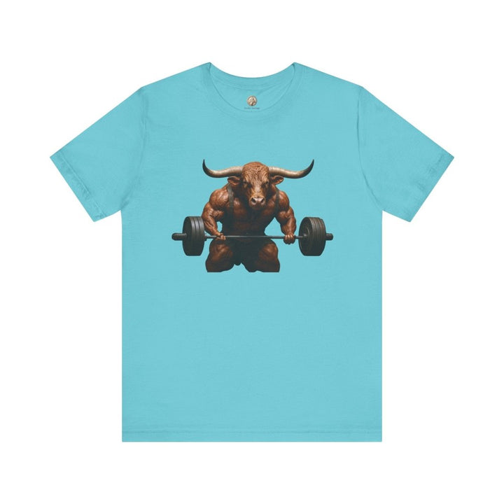 Iron Horns – Unisex T-Shirt with Muscular Bull Graphic - Roche Sauvage