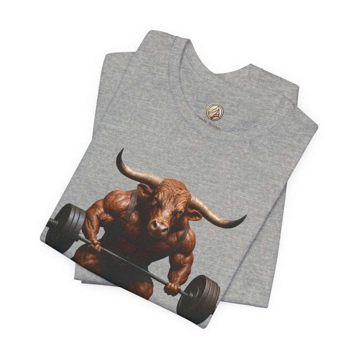 Iron Horns – Unisex T-Shirt with Muscular Bull Graphic - Roche Sauvage