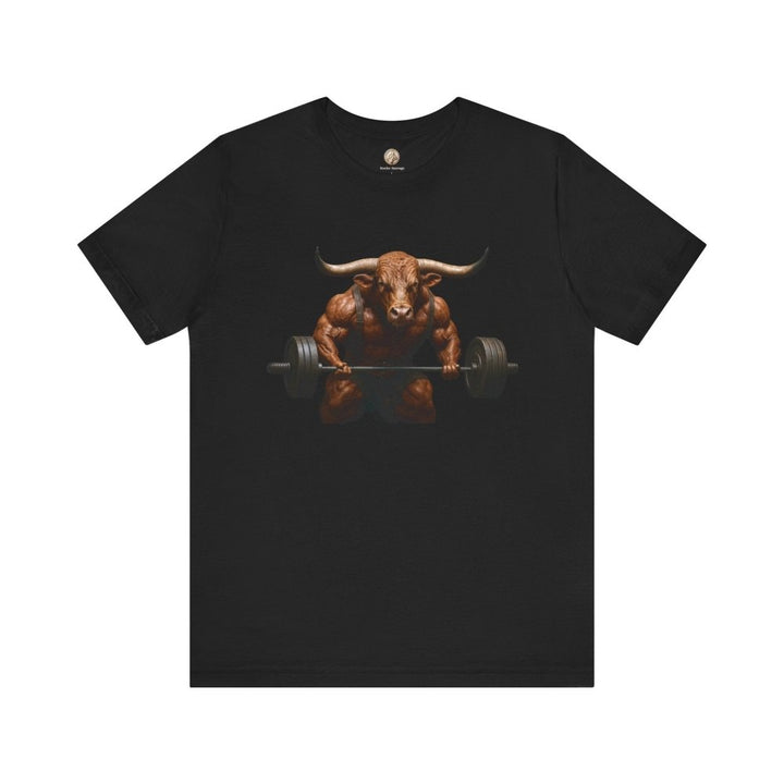 Iron Horns – Unisex T-Shirt with Muscular Bull Graphic - Roche Sauvage