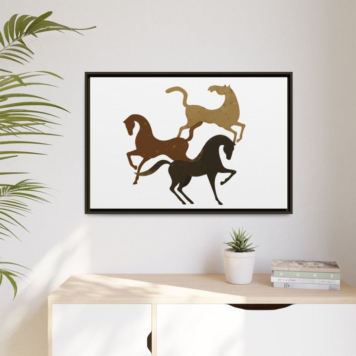 Primitive Horses – Modern Cave Art on Canvas - Roche Sauvage