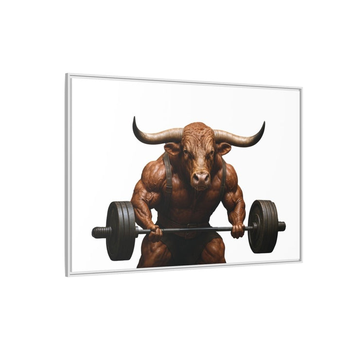 Print of Muscular Bull with Barbell | Framed Wall Art | Roche Sauvage - Roche Sauvage