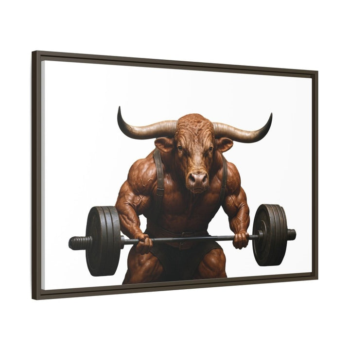 Print of Muscular Bull with Barbell | Framed Wall Art | Roche Sauvage - Roche Sauvage