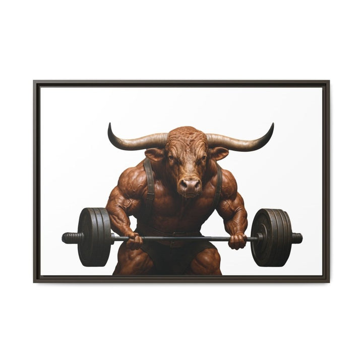 Print of Muscular Bull with Barbell | Framed Wall Art | Roche Sauvage - Roche Sauvage