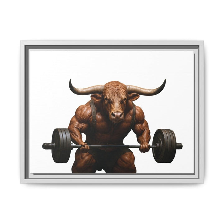 Print of Muscular Bull with Barbell | Framed Wall Art | Roche Sauvage - Roche Sauvage
