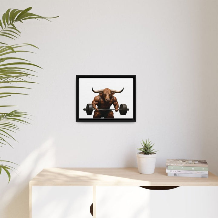 Print of Muscular Bull with Barbell | Framed Wall Art | Roche Sauvage - Roche Sauvage