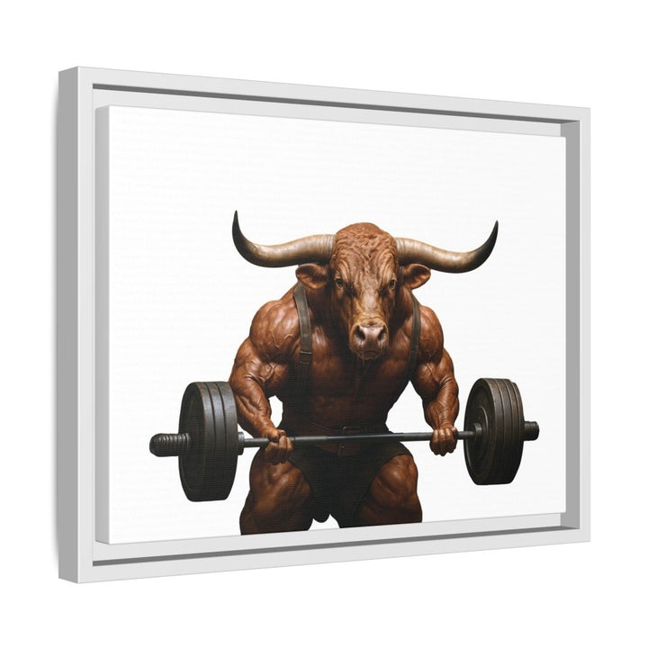 Print of Muscular Bull with Barbell | Framed Wall Art | Roche Sauvage - Roche Sauvage