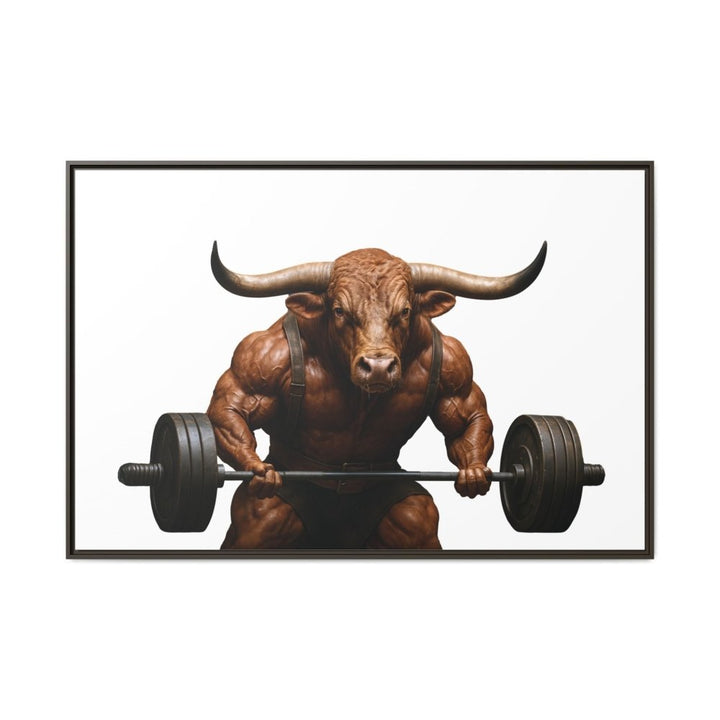 Print of Muscular Bull with Barbell | Framed Wall Art | Roche Sauvage - Roche Sauvage