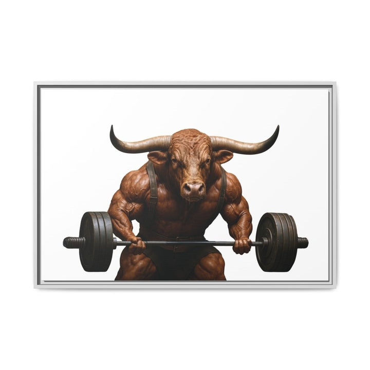 Print of Muscular Bull with Barbell | Framed Wall Art | Roche Sauvage - Roche Sauvage