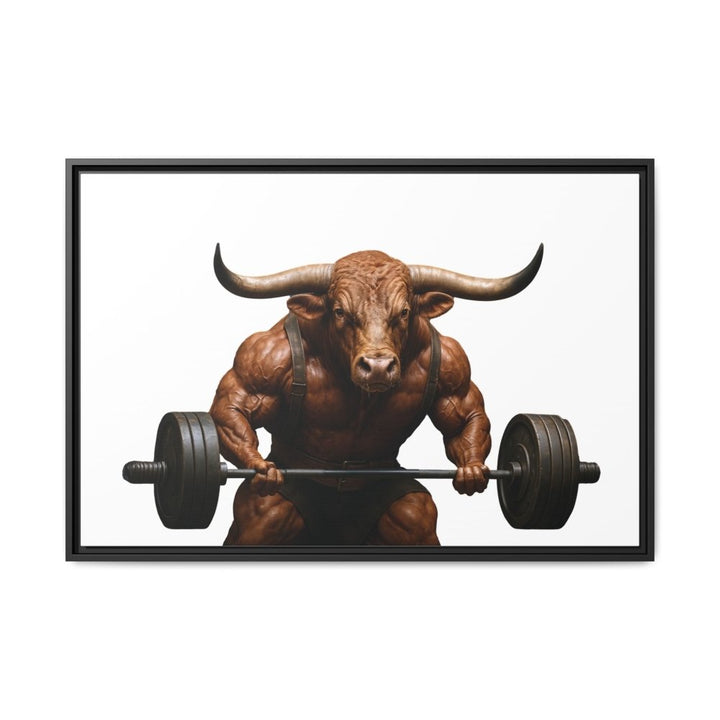 Print of Muscular Bull with Barbell | Framed Wall Art | Roche Sauvage - Roche Sauvage