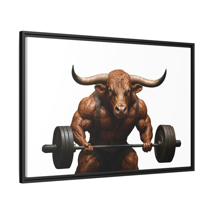 Print of Muscular Bull with Barbell | Framed Wall Art | Roche Sauvage - Roche Sauvage