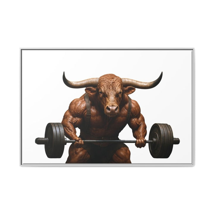 Print of Muscular Bull with Barbell | Framed Wall Art | Roche Sauvage - Roche Sauvage