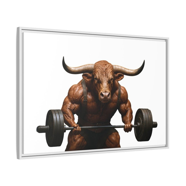 Print of Muscular Bull with Barbell | Framed Wall Art | Roche Sauvage - Roche Sauvage