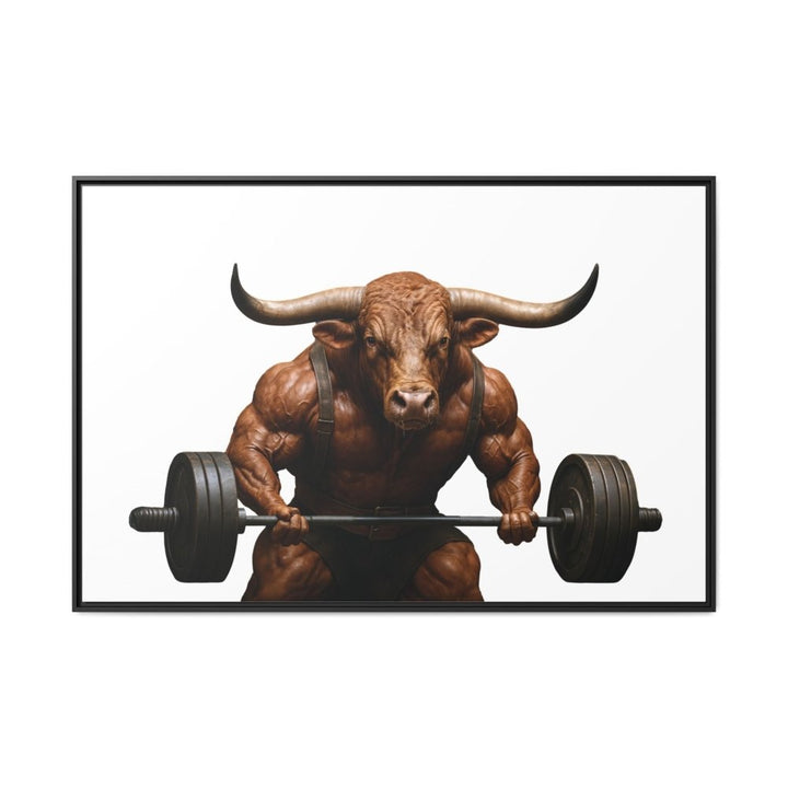 Print of Muscular Bull with Barbell | Framed Wall Art | Roche Sauvage - Roche Sauvage
