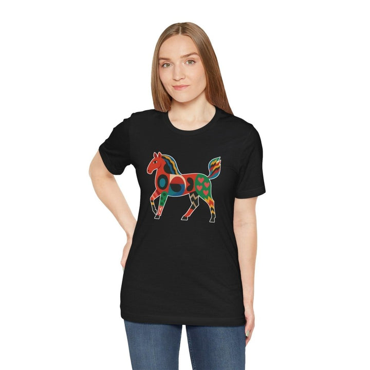 Unisex Graphic Tee with Artistic Horse Print - Roche Sauvage