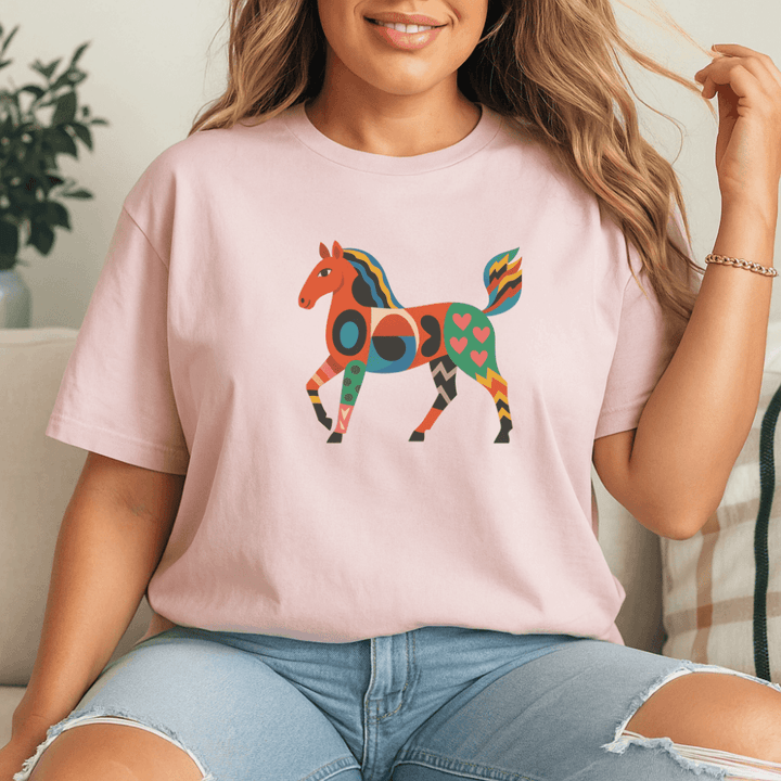 Unisex Graphic Tee with Artistic Horse Print - Roche Sauvage