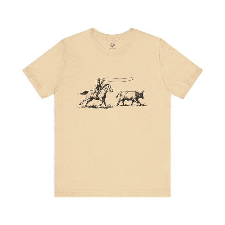 Western Chase Tee – Cowboy in Pursuit Monochrome Art Shirt - Roche Sauvage