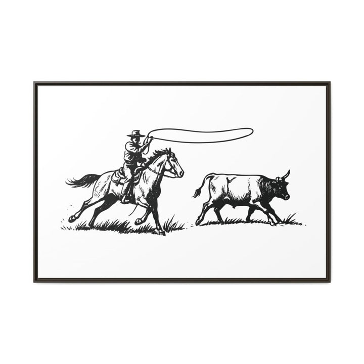 Western Rider Canvas – The Art of the Chase in Monochrome - Roche Sauvage