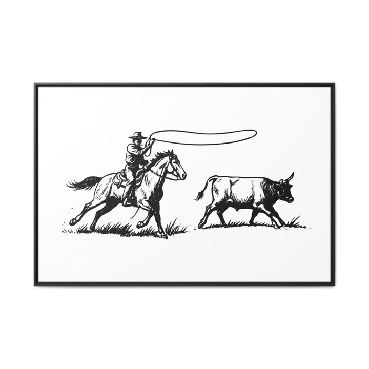 Western Rider Canvas – The Art of the Chase in Monochrome - Roche Sauvage