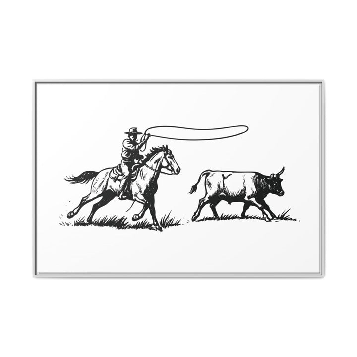 Western Rider Canvas – The Art of the Chase in Monochrome - Roche Sauvage