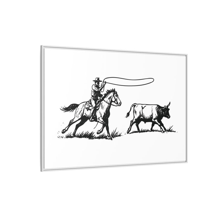 Western Rider Canvas – The Art of the Chase in Monochrome - Roche Sauvage