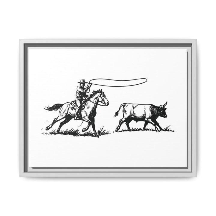 Western Rider Canvas – The Art of the Chase in Monochrome - Roche Sauvage
