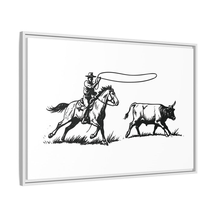 Western Rider Canvas – The Art of the Chase in Monochrome - Roche Sauvage