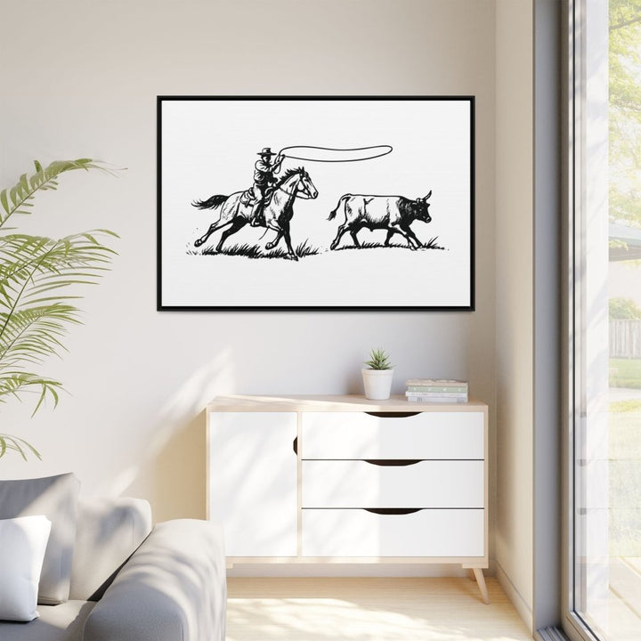 Western Rider Canvas – The Art of the Chase in Monochrome - Roche Sauvage